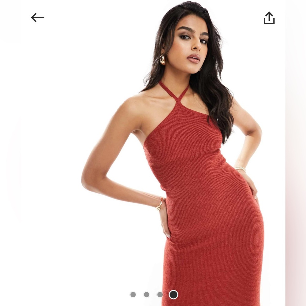 Pretty Lavish halter knit maxi dress in dusky rose in size small
